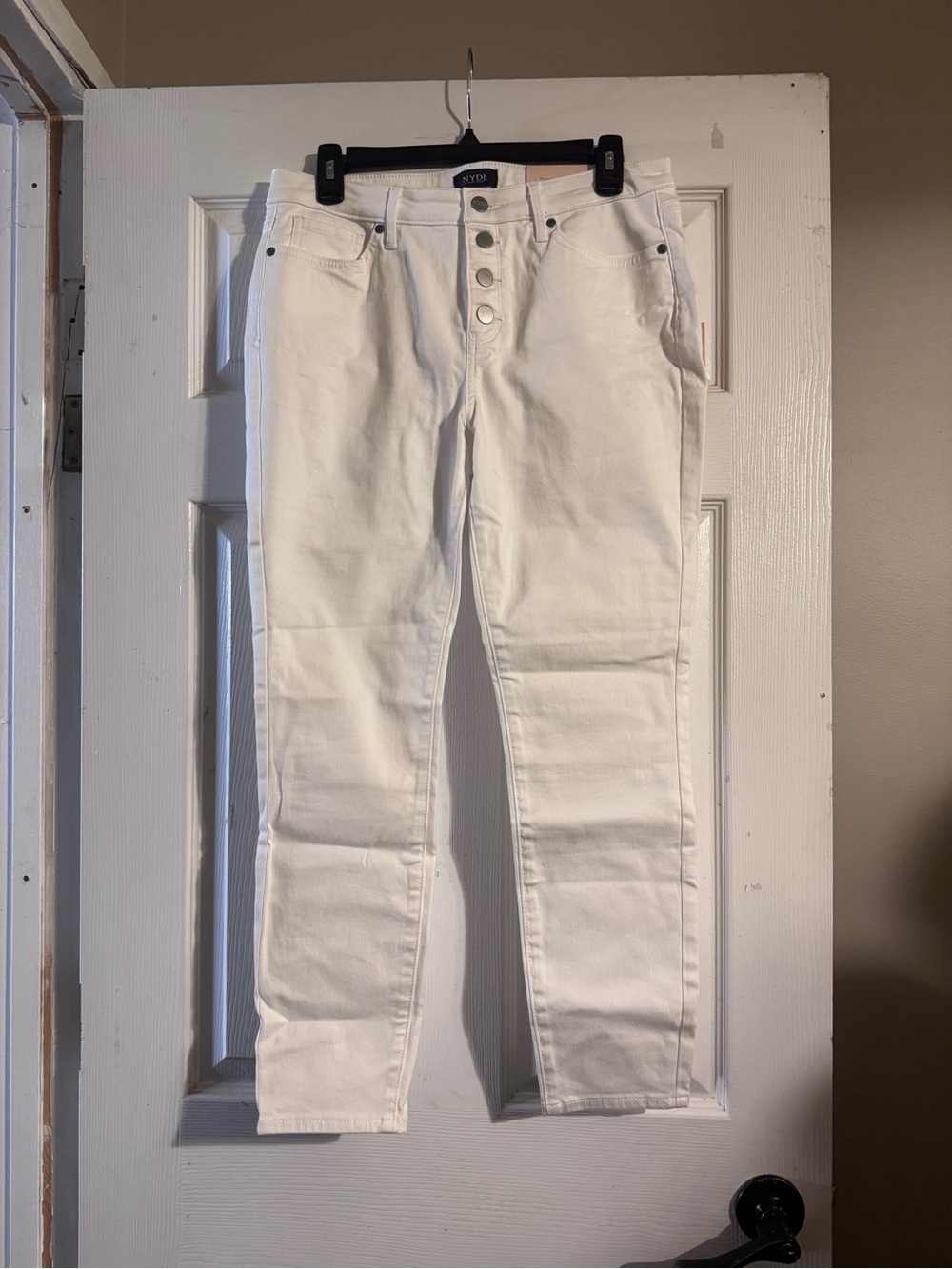 NYDJ White Skinny Button-Fly Jeans
